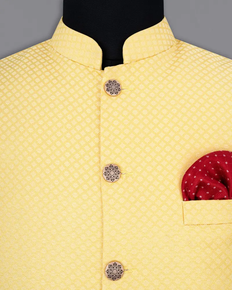 Cape Honey Textured Nehru Jacket 5