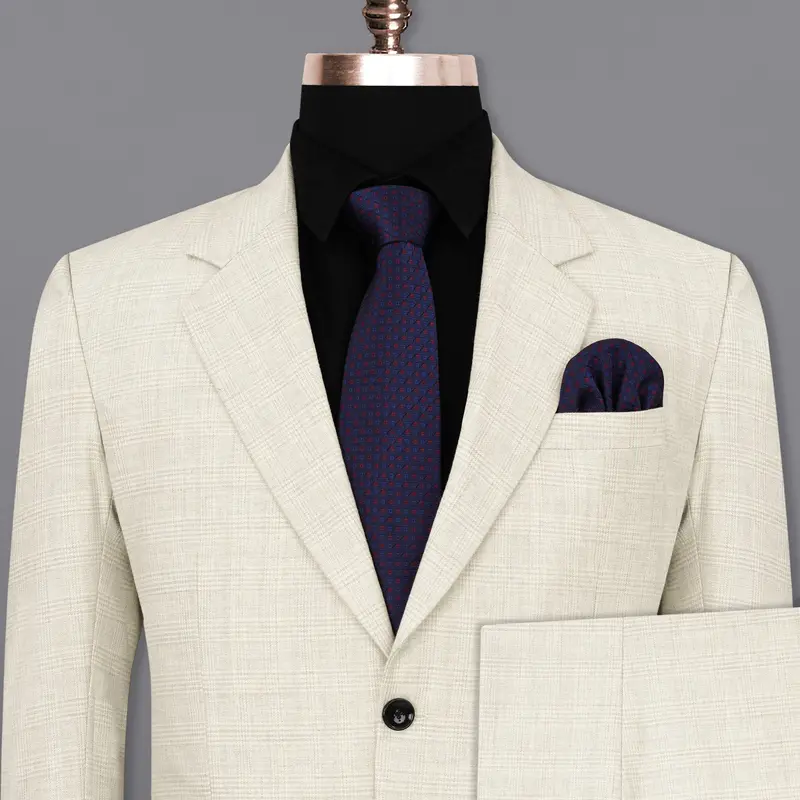 Cararra Brown Plaid Single Breasted Suit 1