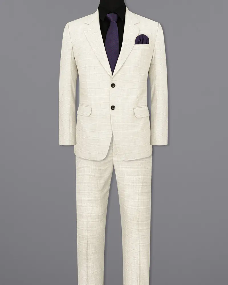 Cararra Brown Plaid Single Breasted Suit 4