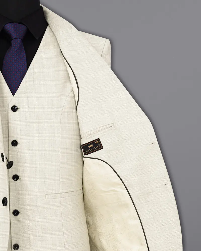 Cararra Brown Plaid Single Breasted Suit 8