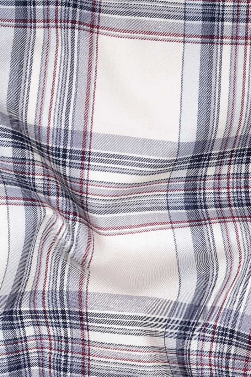 Cararra Cream With Multicolor Checks Plaid Twill Cotton Shirt 2