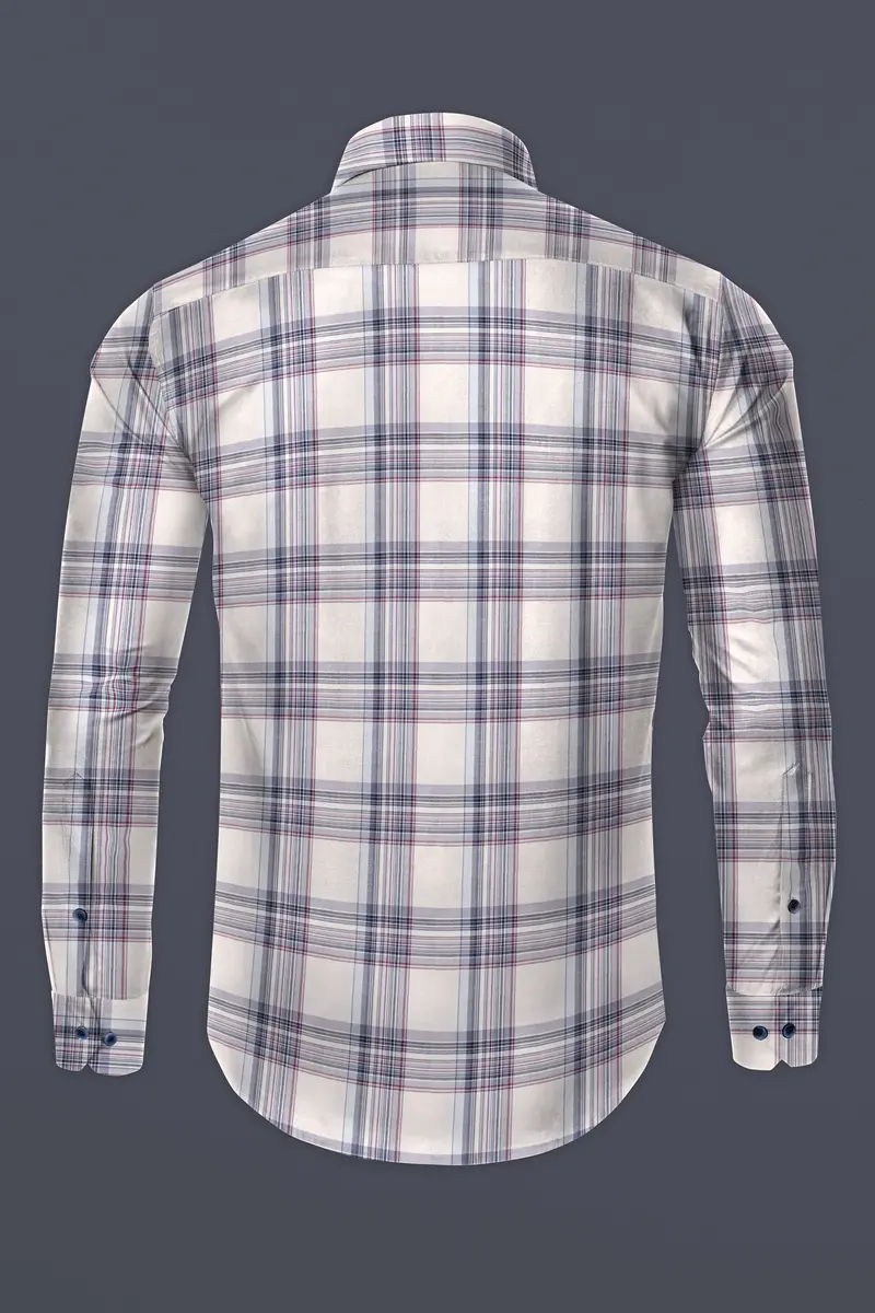 Cararra Cream With Multicolor Checks Plaid Twill Cotton Shirt 5