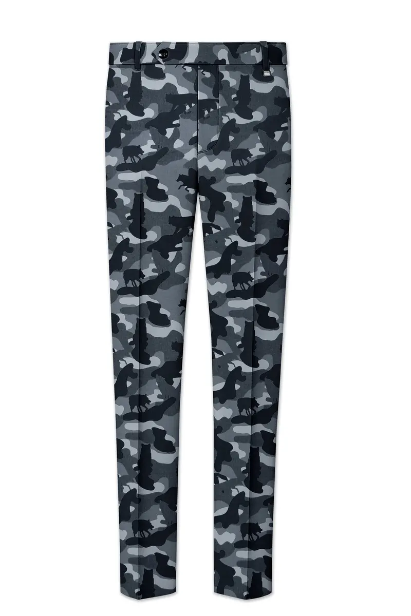 Carbon Gray And Cinder Black Camouflage Printed Cotton Stretchable Waistband Pant 2