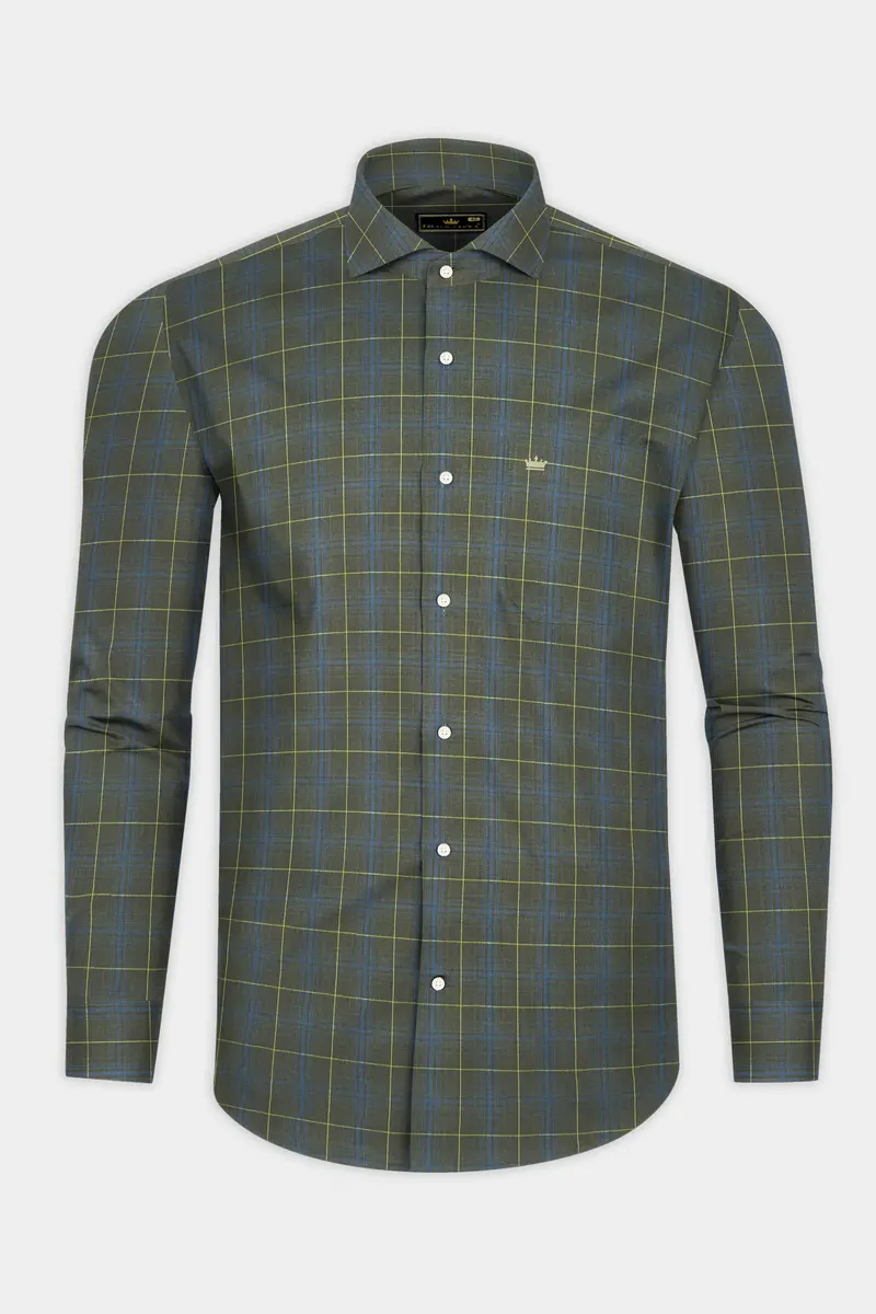 Carbon Gray Checkered Poplin Giza Cotton Shirt 4