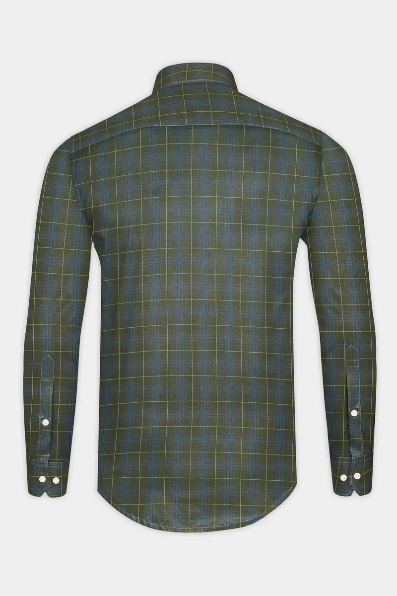 Carbon Gray Checkered Poplin Giza Cotton Shirt 5