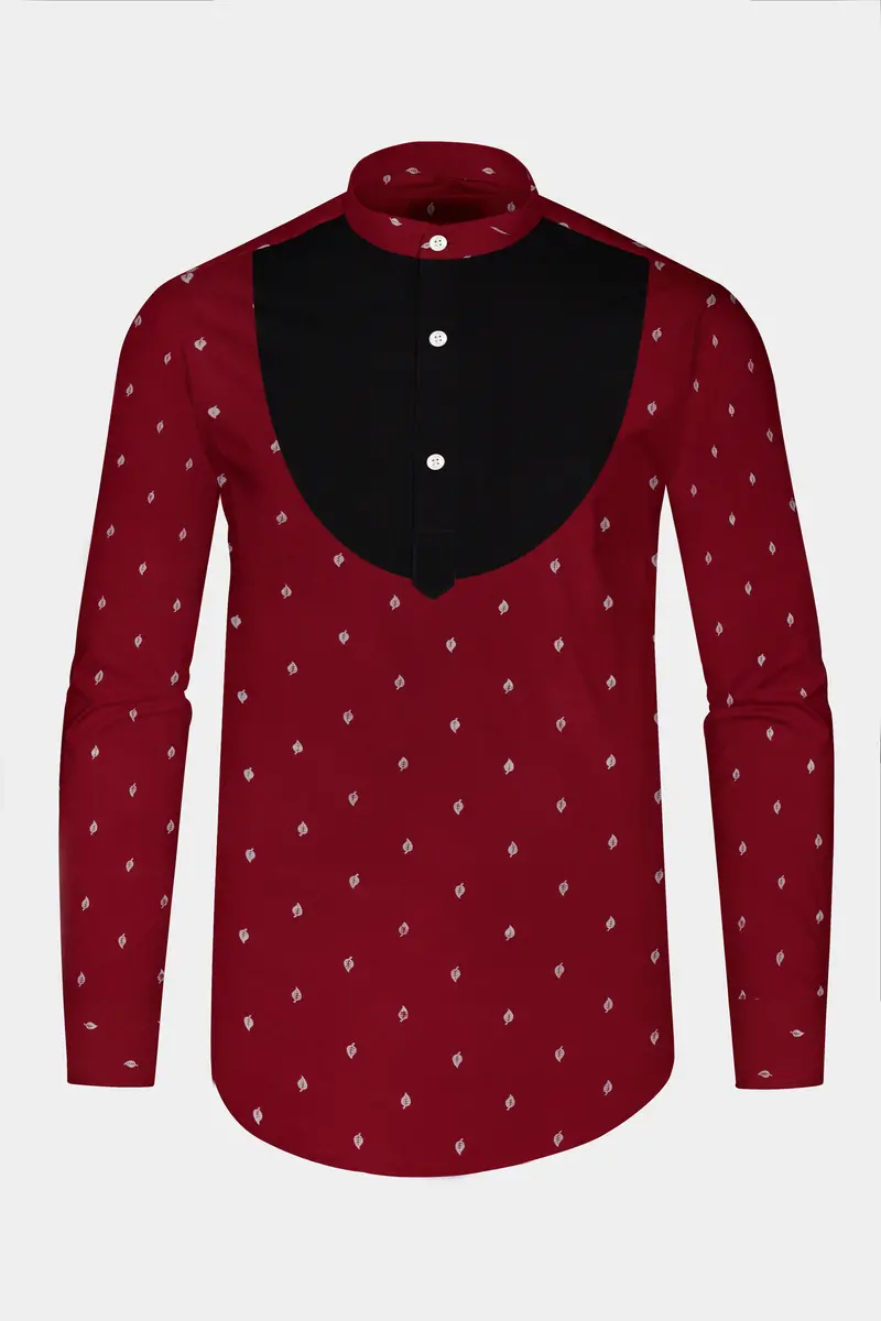 Cardinal Red And Black Premium Tencel Designer Shirt 2