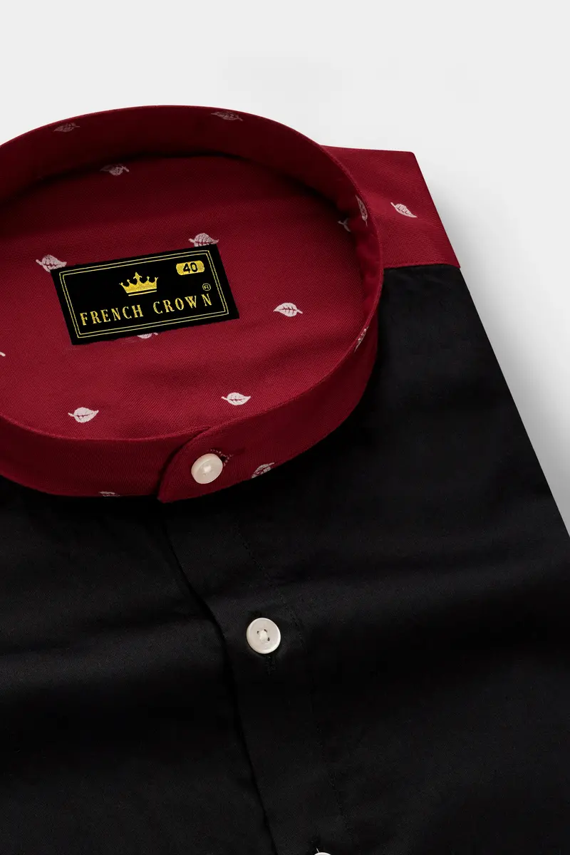 Cardinal Red And Black Premium Tencel Designer Shirt 4