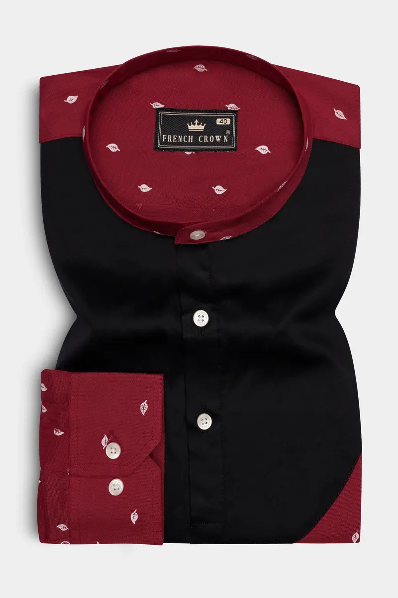 Cardinal Red And Black Premium Tencel Designer Shirt 5