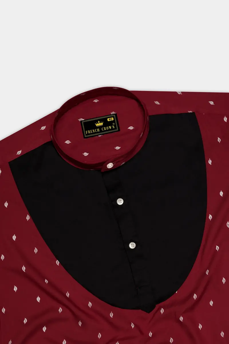 Cardinal Red And Black Premium Tencel Designer Shirt 6