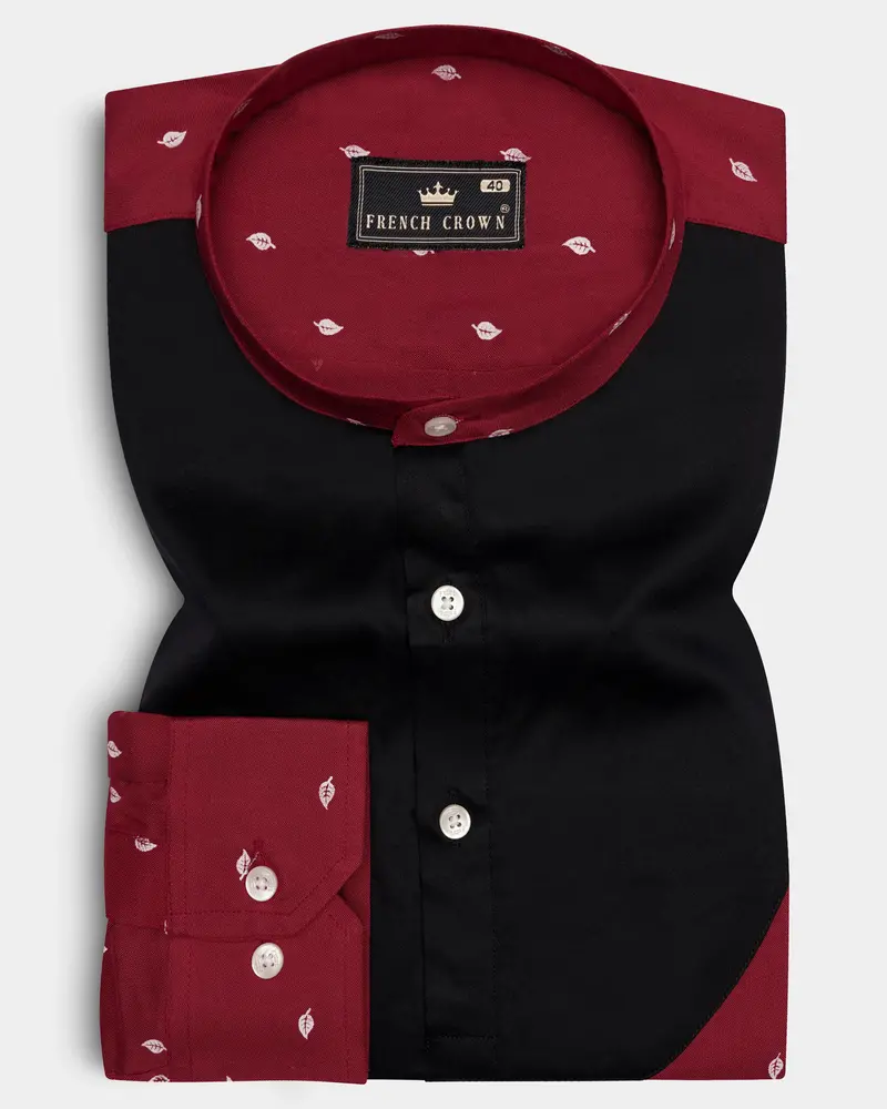 Cardinal Red And Black Premium Tencel Designer Shirt 8