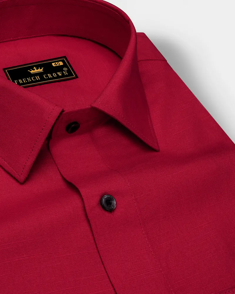 Cardinal Red Luxurious Linen Shirt 1