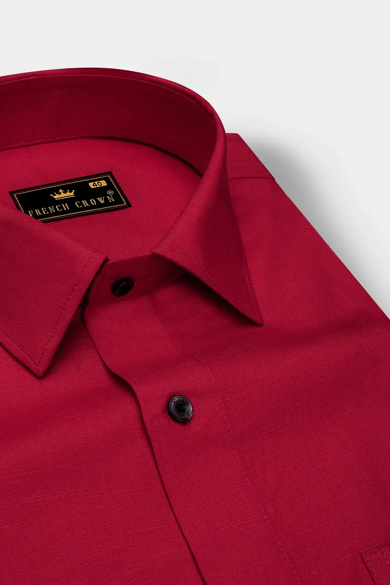 Cardinal Red Luxurious Linen Shirt 2