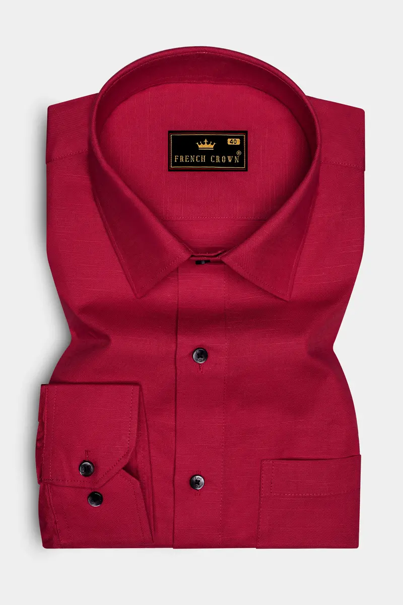 Cardinal Red Luxurious Linen Shirt 4