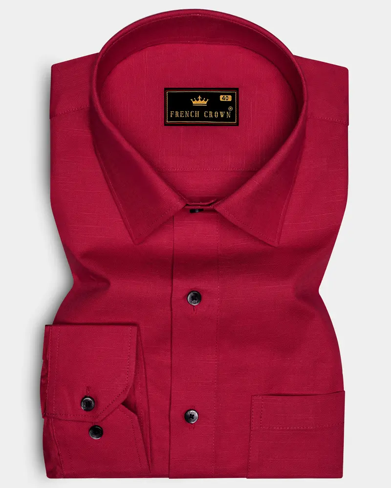 Cardinal Red Luxurious Linen Shirt 6