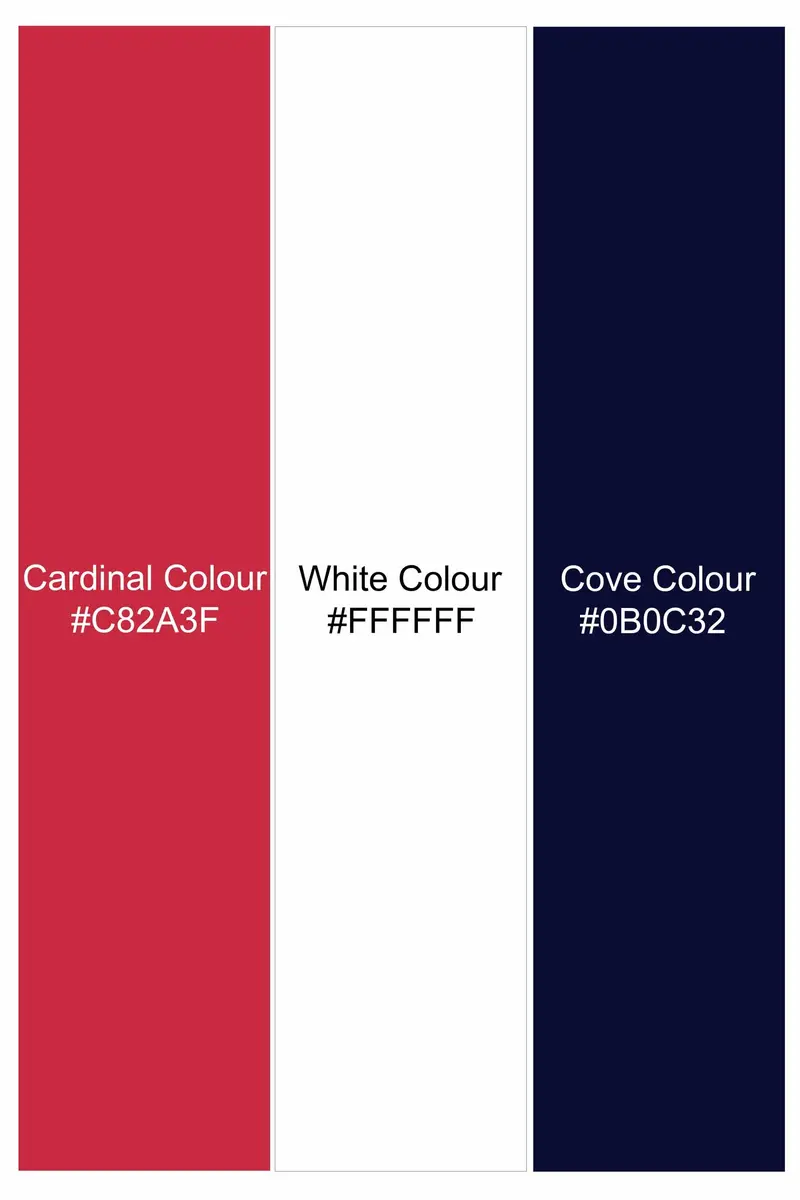 Cardinal Red With White And Cove Blue Striped Twill Premium Cotton Shirt 5