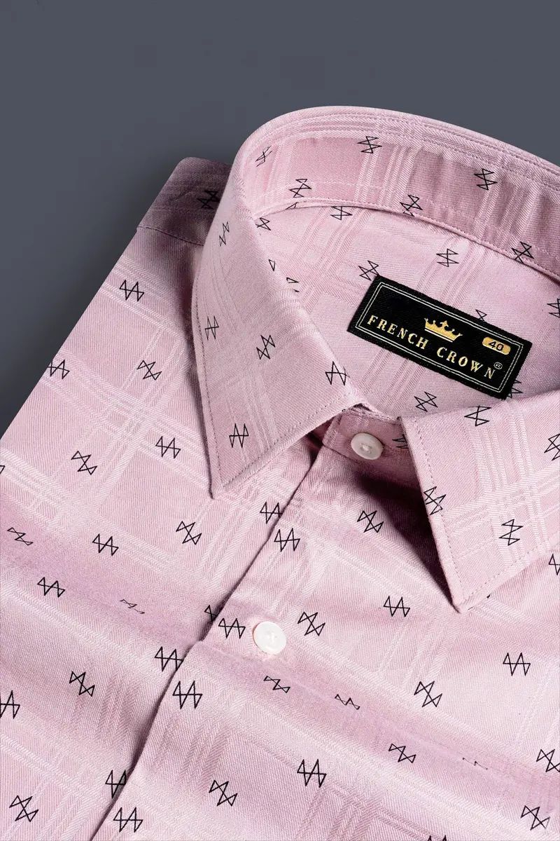 Careys Pink And Black Dobby Textured Premium Giza Cotton Shirt 1