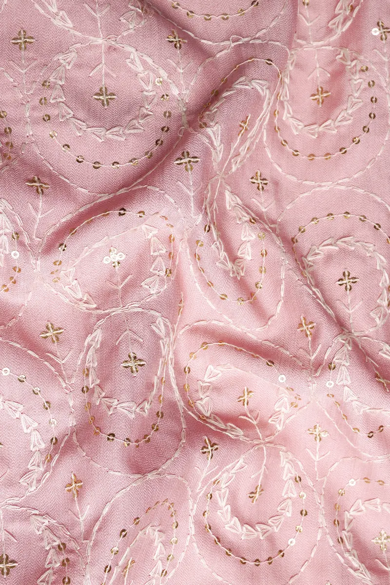 Careys Pink Viscose Circular Cotton Thread Embroidered Designer Nehru Jacket 3