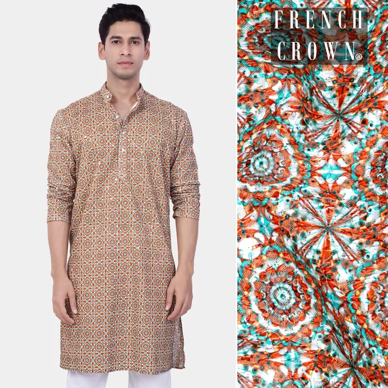 Caribbean Blue And Brilliant Rose Pink Designer Thread Embroidered Kurta 1