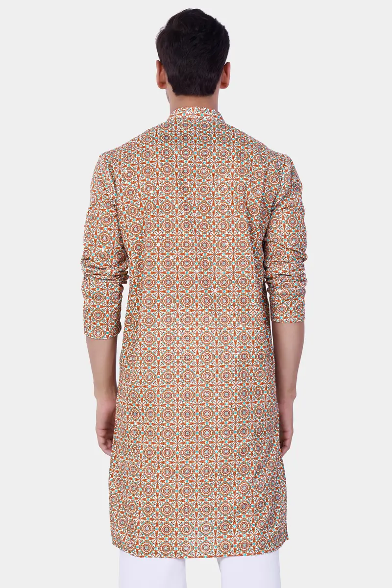 Caribbean Blue And Brilliant Rose Pink Designer Thread Embroidered Kurta Set 7