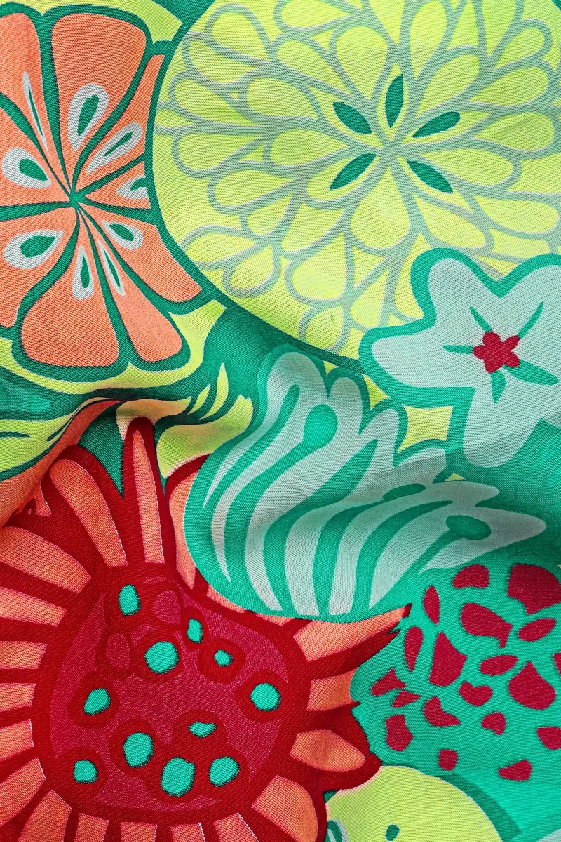Caribbean Green With Scarlet Red Floral Printed Premium Cotton Shorts 3
