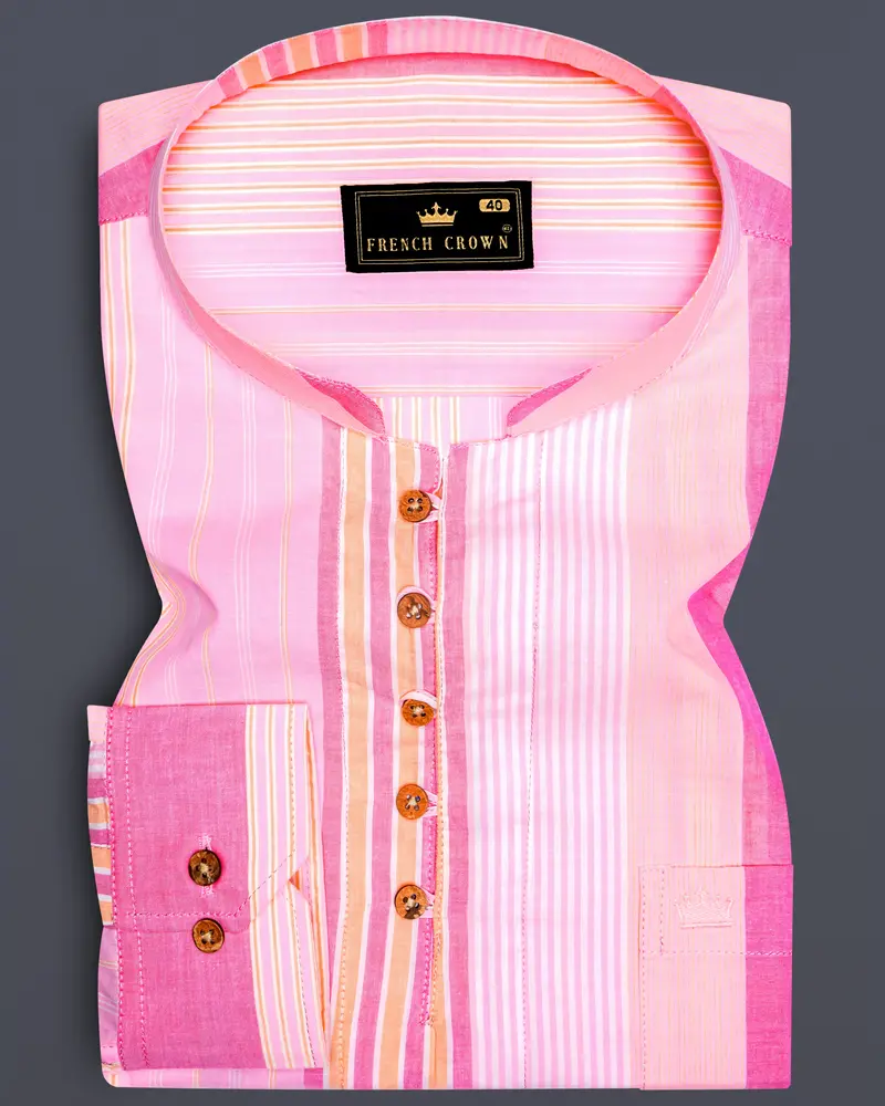 Carissma And Classic Pink Striped Premium Cotton Kurta Shirt 1