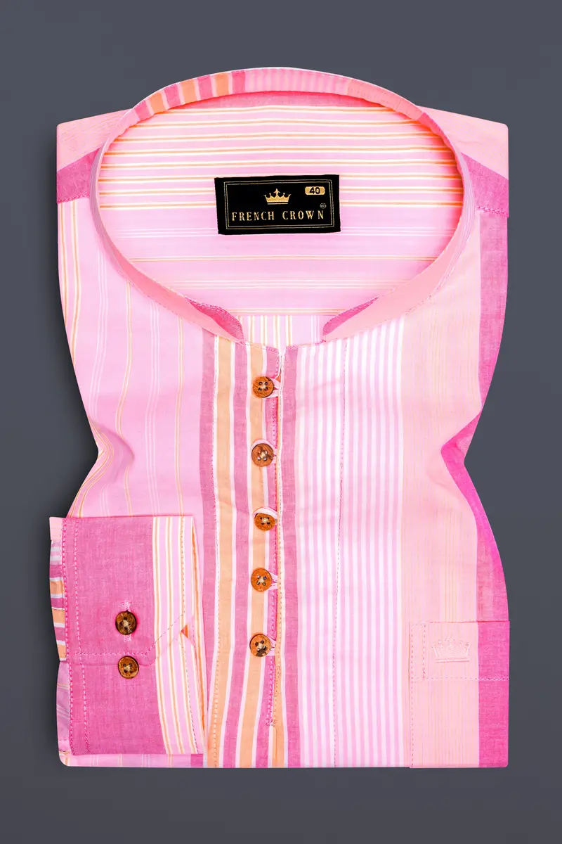 Carissma And Classic Pink Striped Premium Cotton Kurta Shirt 2