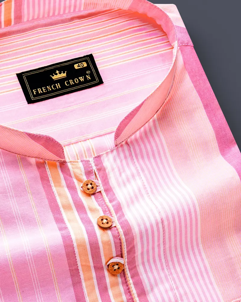 Carissma And Classic Pink Striped Premium Cotton Kurta Shirt 6