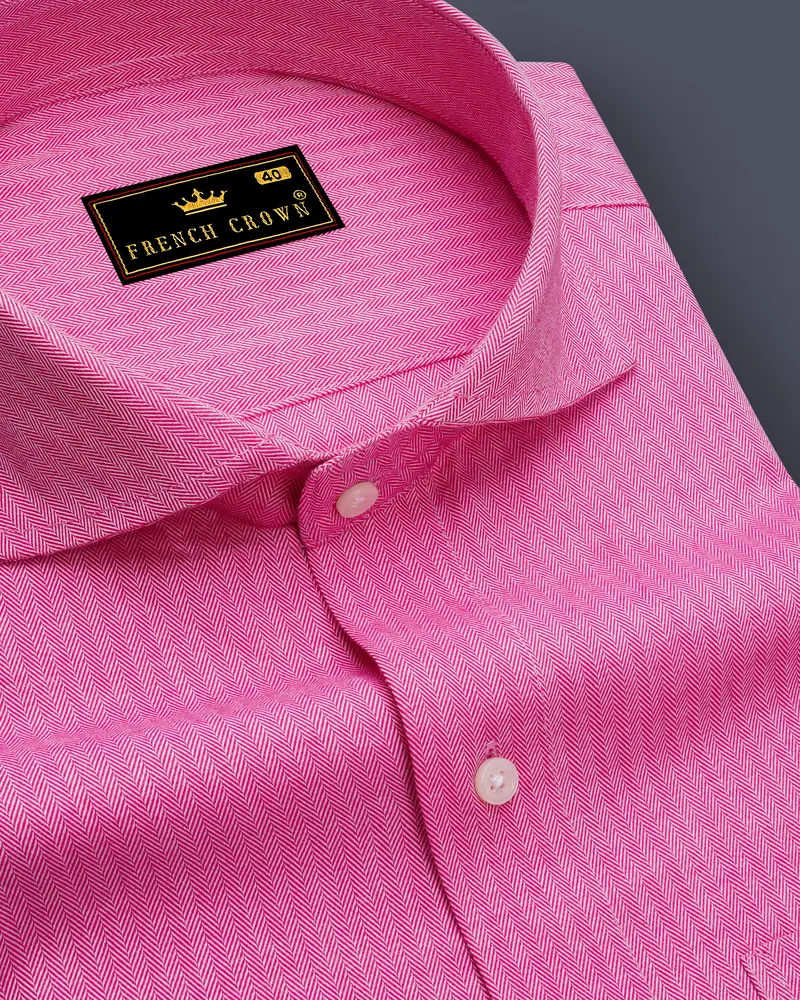 Carissma Pink Herringbone Premium Cotton Shirt 1