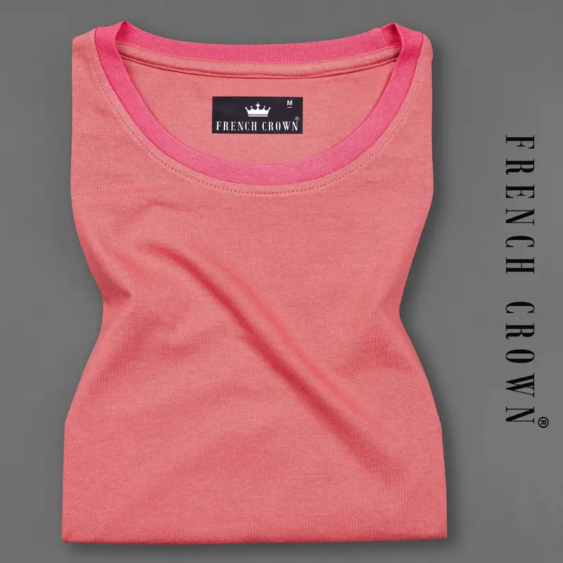 Carmine Pink Super Soft Premium Cotton Round Neck T-Shirt 1