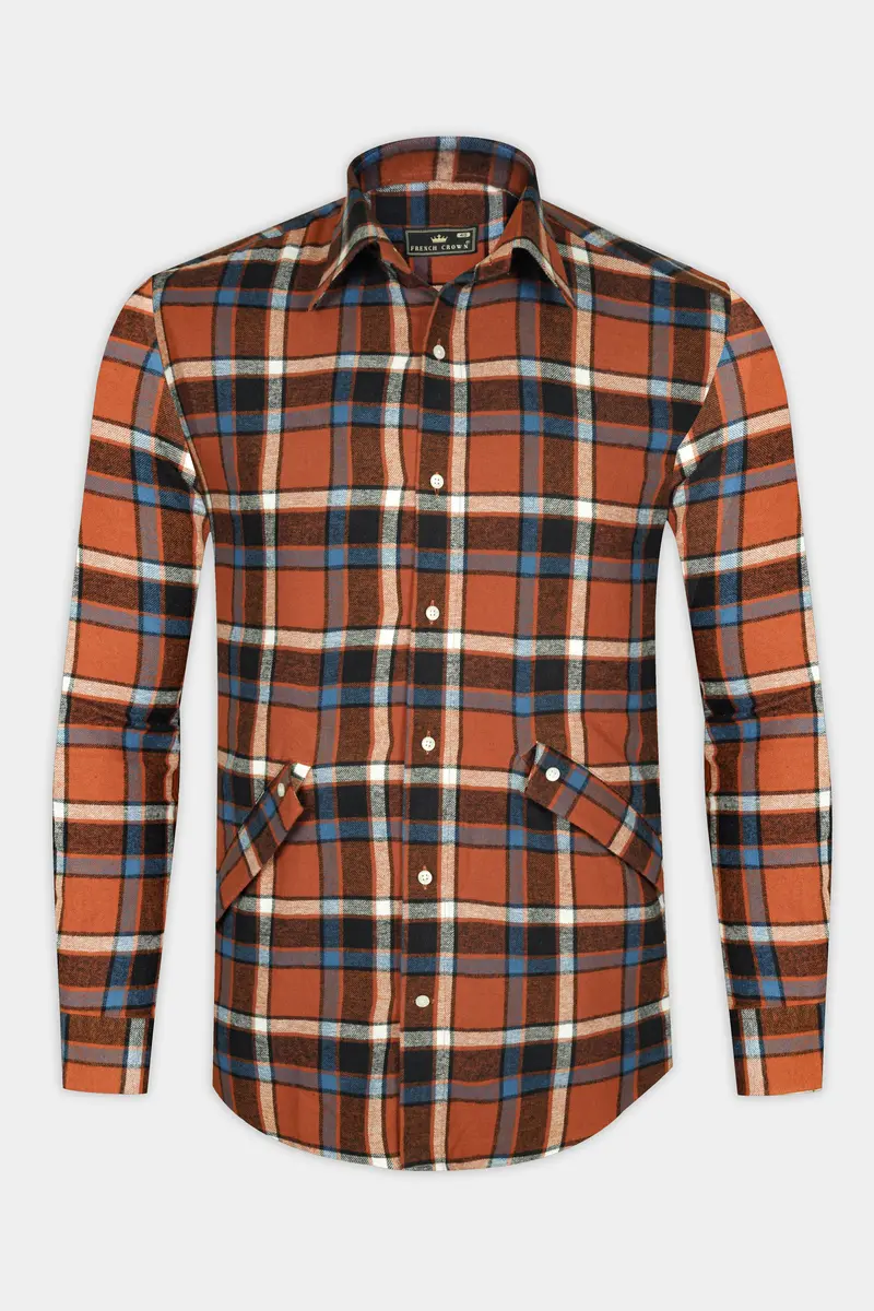 Carmine Red With Vulcan Black And White Plaid Flannel Designer Overshirt/Shacket 2