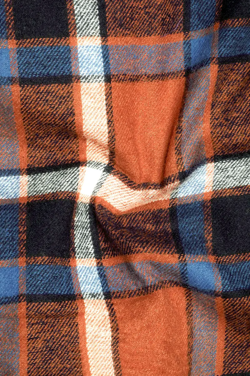 Carmine Red With Vulcan Black And White Plaid Flannel Designer Overshirt/Shacket 3