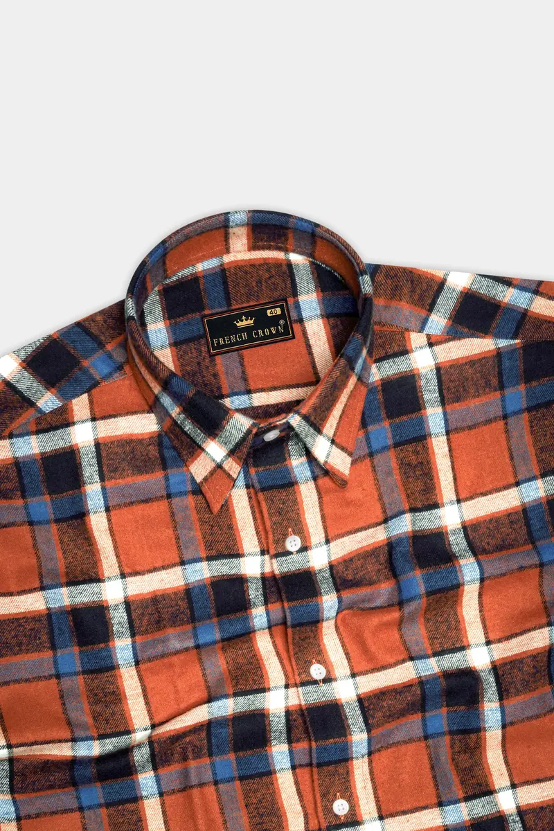 Carmine Red With Vulcan Black And White Plaid Flannel Designer Overshirt/Shacket 6