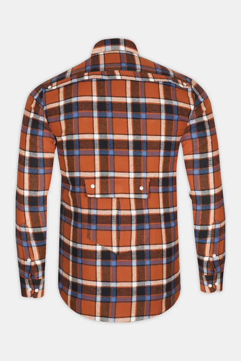 Carmine Red With Vulcan Black And White Plaid Flannel Designer Overshirt/Shacket 7