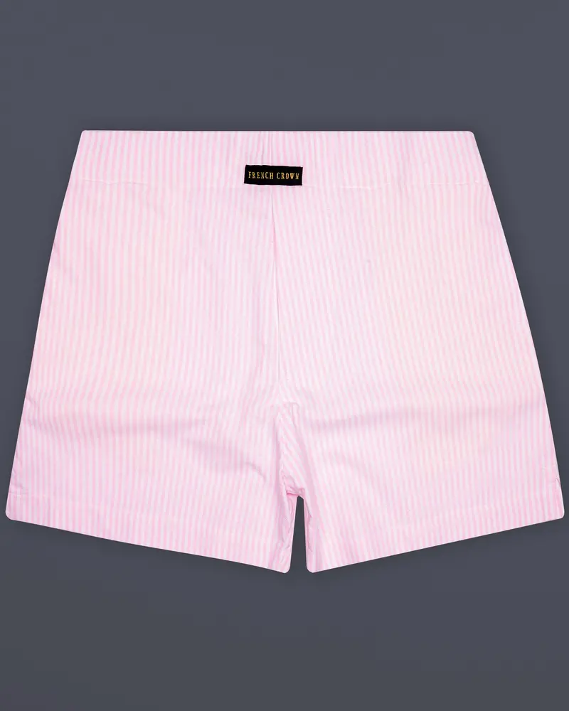 Carnation Pink And Bright White Striped Oxford Premium Cotton Boxer 1