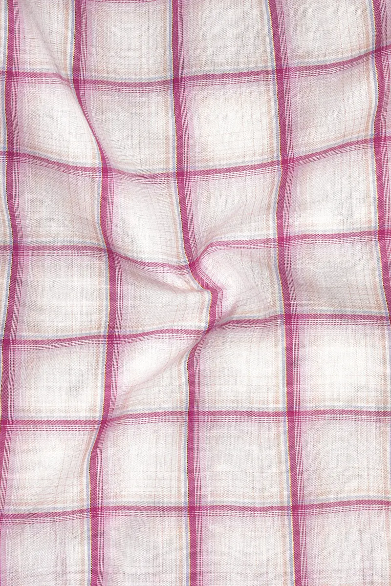 Carnation Pink Plaid Premium Cotton Shirt 3