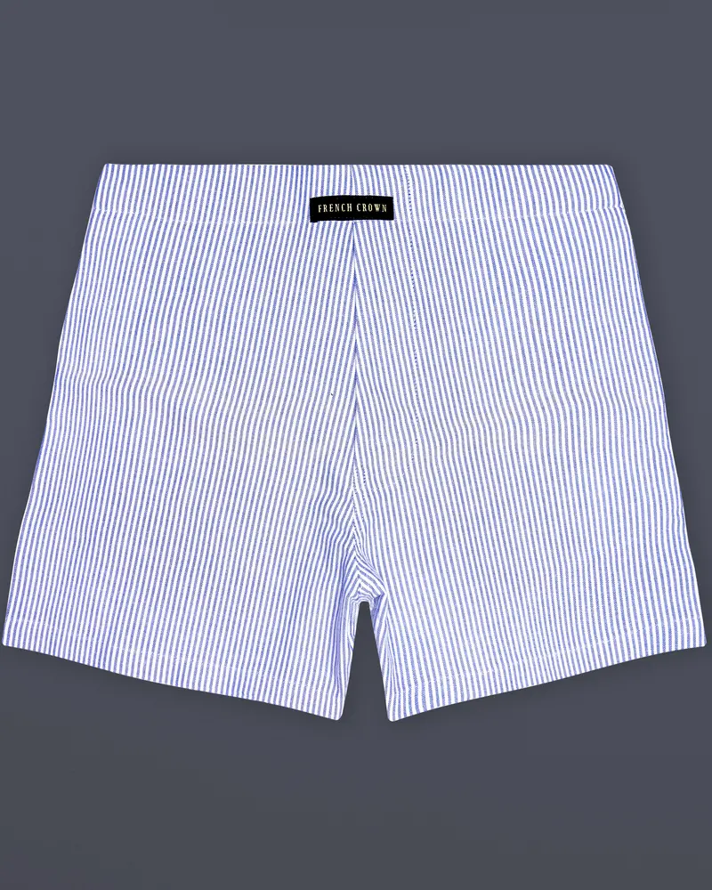 Carolina Blue And Bright White Stripes Oxford Premium Cotton Boxer 1