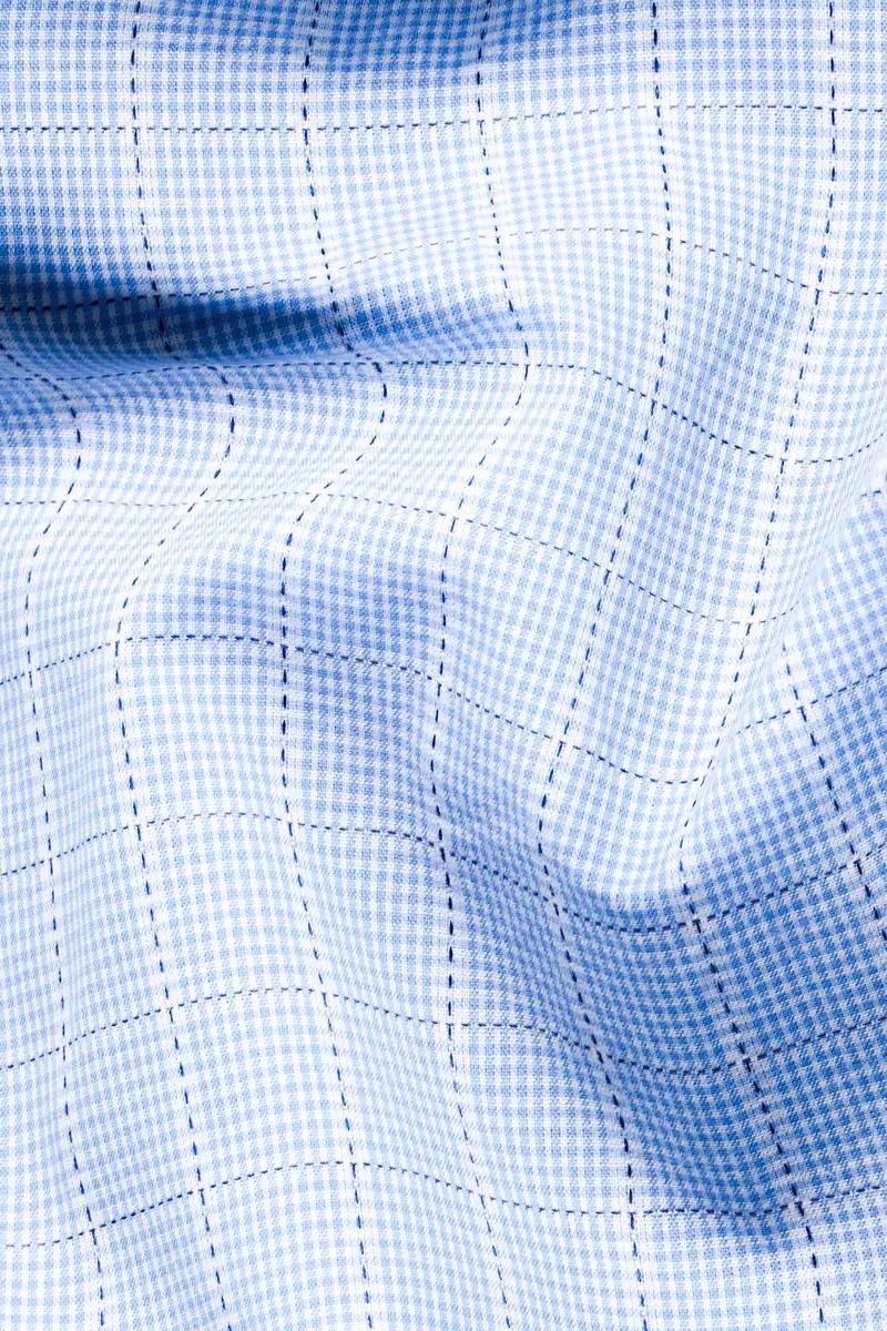 Carolina Blue Checkered Dobby Textured Premium Giza Cotton Shirt 2