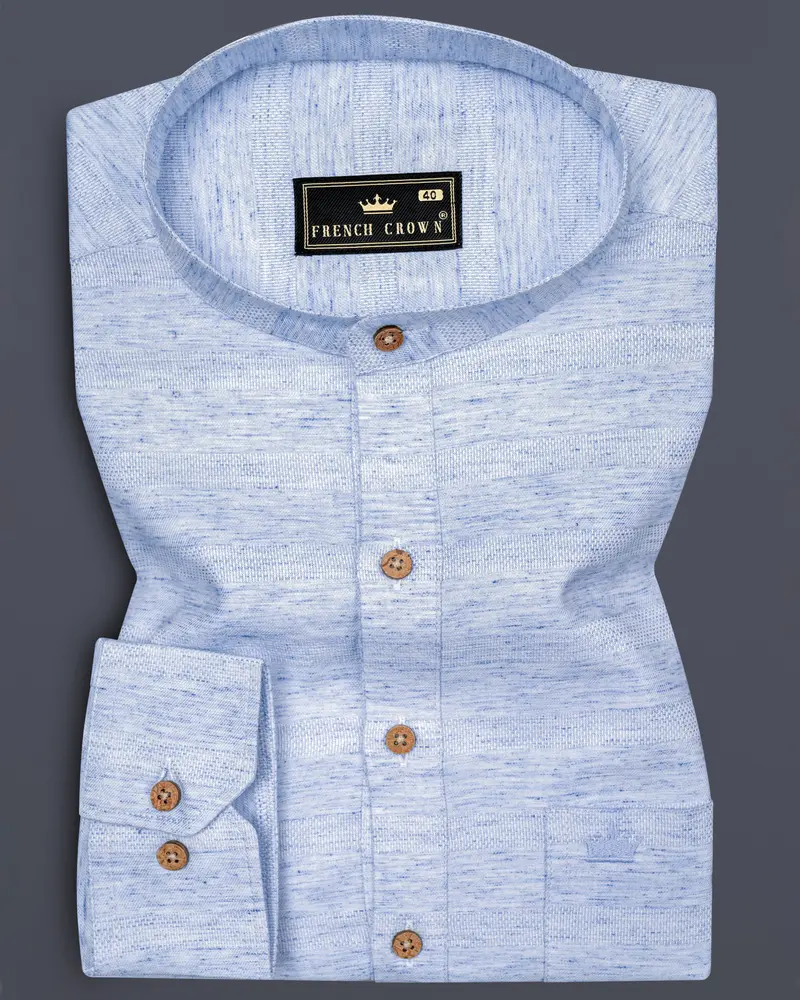 Carolina Blue Dobby Textured Premium Giza Cotton Designer Shirt 1