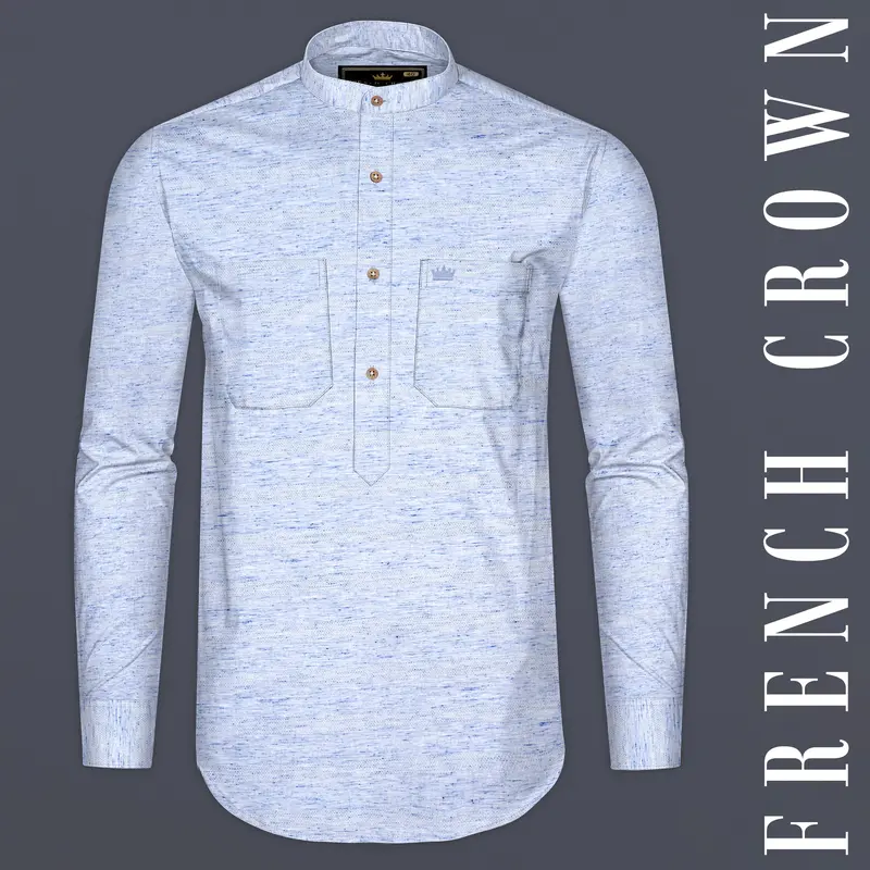 Carolina Blue Dobby Textured Premium Giza Cotton Designer Shirt 10