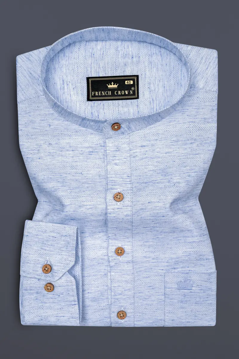 Carolina Blue Dobby Textured Premium Giza Cotton Designer Shirt 2