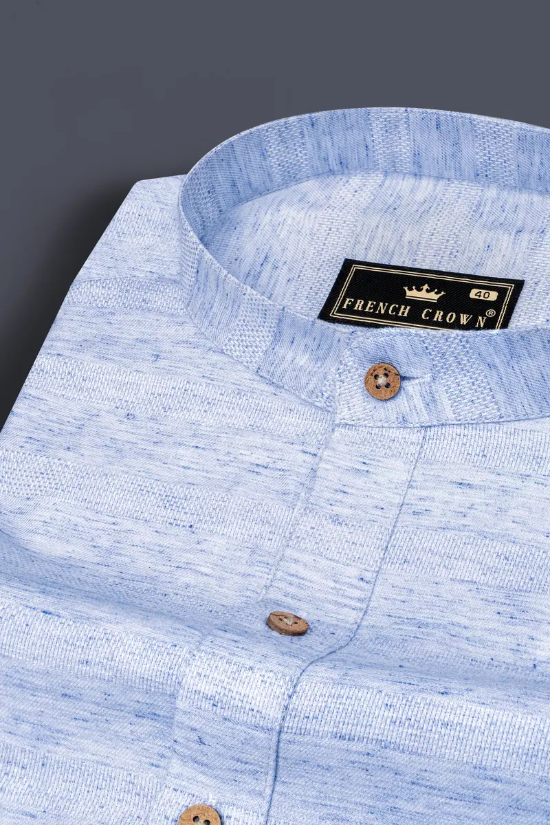 Carolina Blue Dobby Textured Premium Giza Cotton Designer Shirt 4