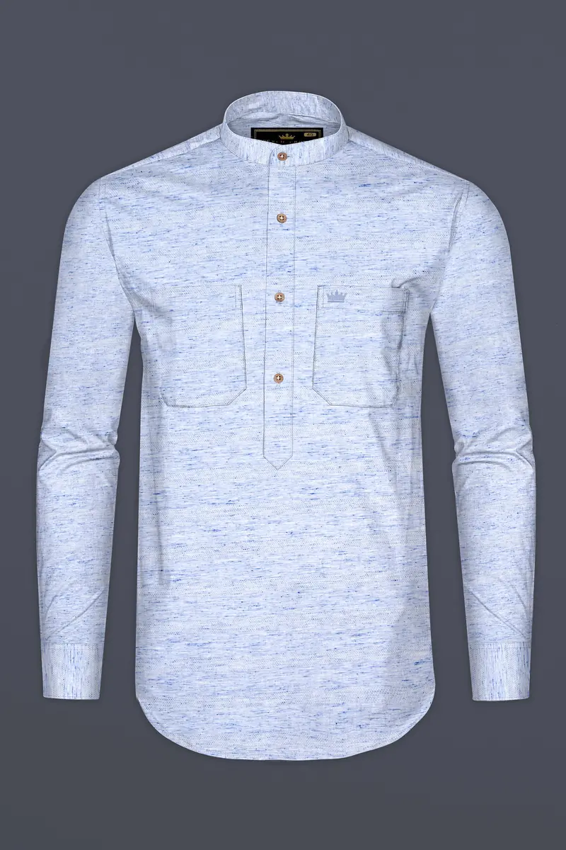 Carolina Blue Dobby Textured Premium Giza Cotton Designer Shirt 6