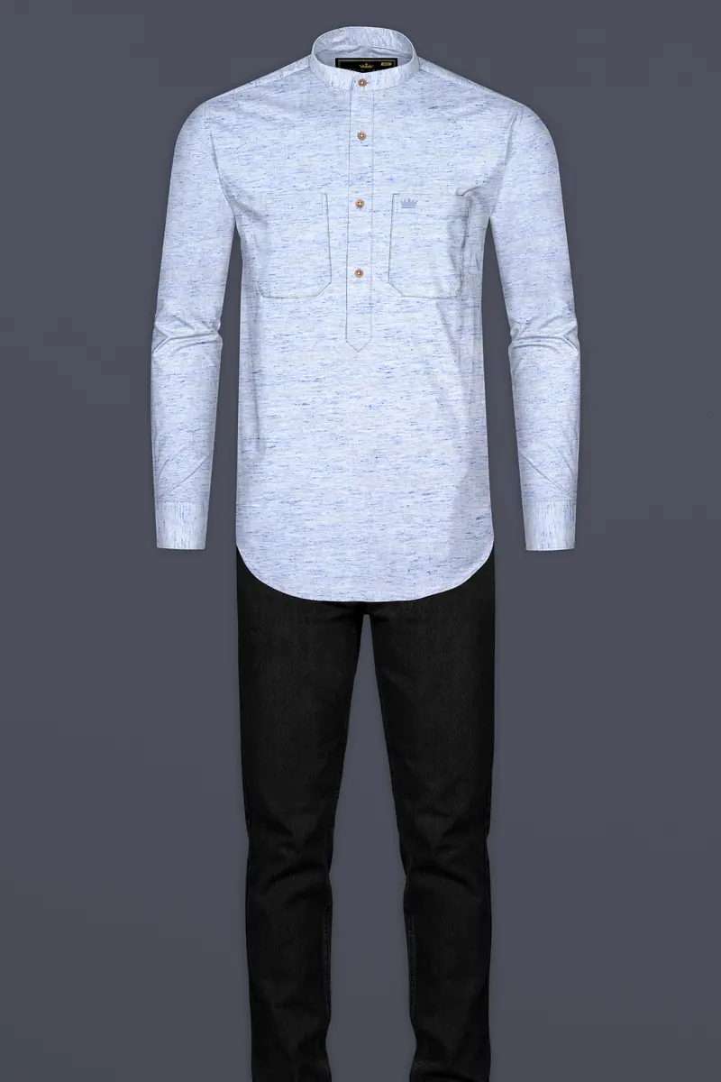 Carolina Blue Dobby Textured Premium Giza Cotton Designer Shirt 7