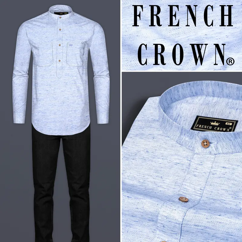 Carolina Blue Dobby Textured Premium Giza Cotton Designer Shirt 8