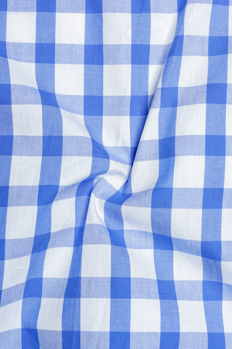 Carolina Blue Plaid Premium Cotton Kurta Shirt 3
