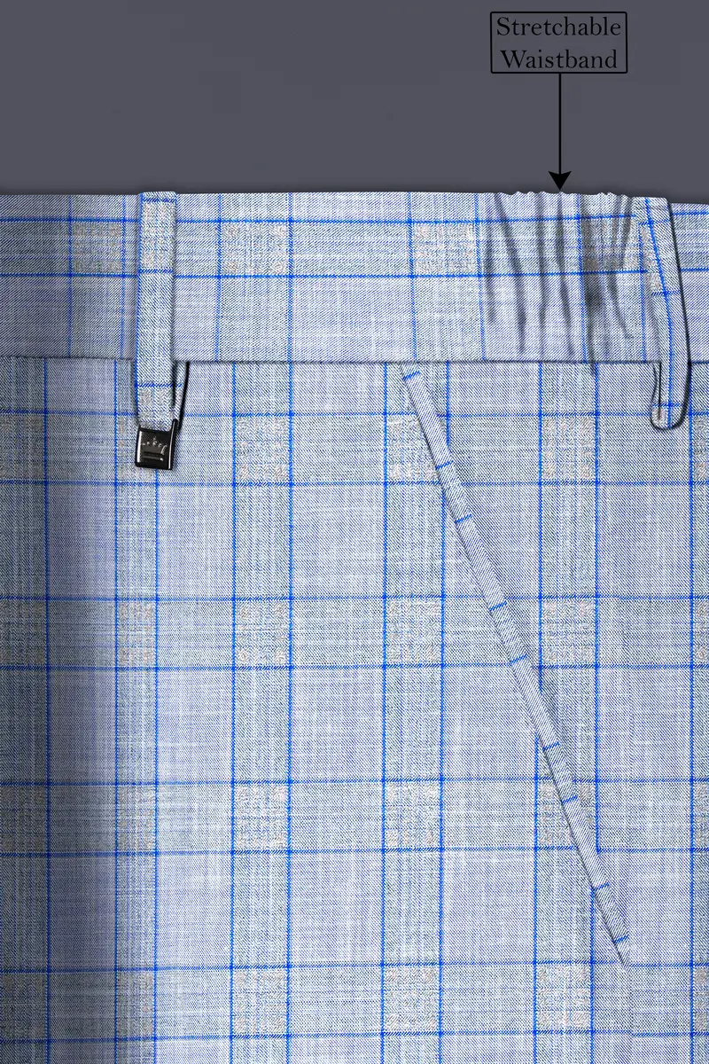 Carolina Blue Plaid Wool Blend Double Breasted Suit 15