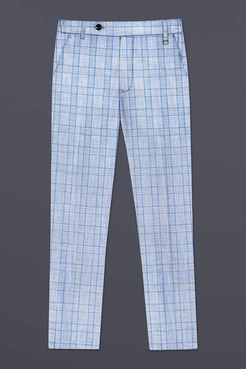 Carolina Blue Plaid Wool Blend Double Breasted Suit 16