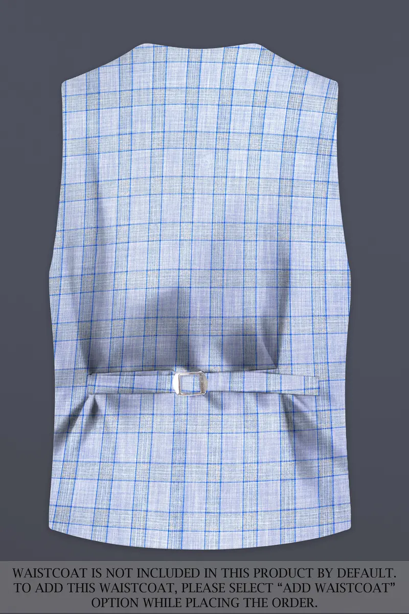 Carolina Blue Plaid Wool Blend Double Breasted Suit 18