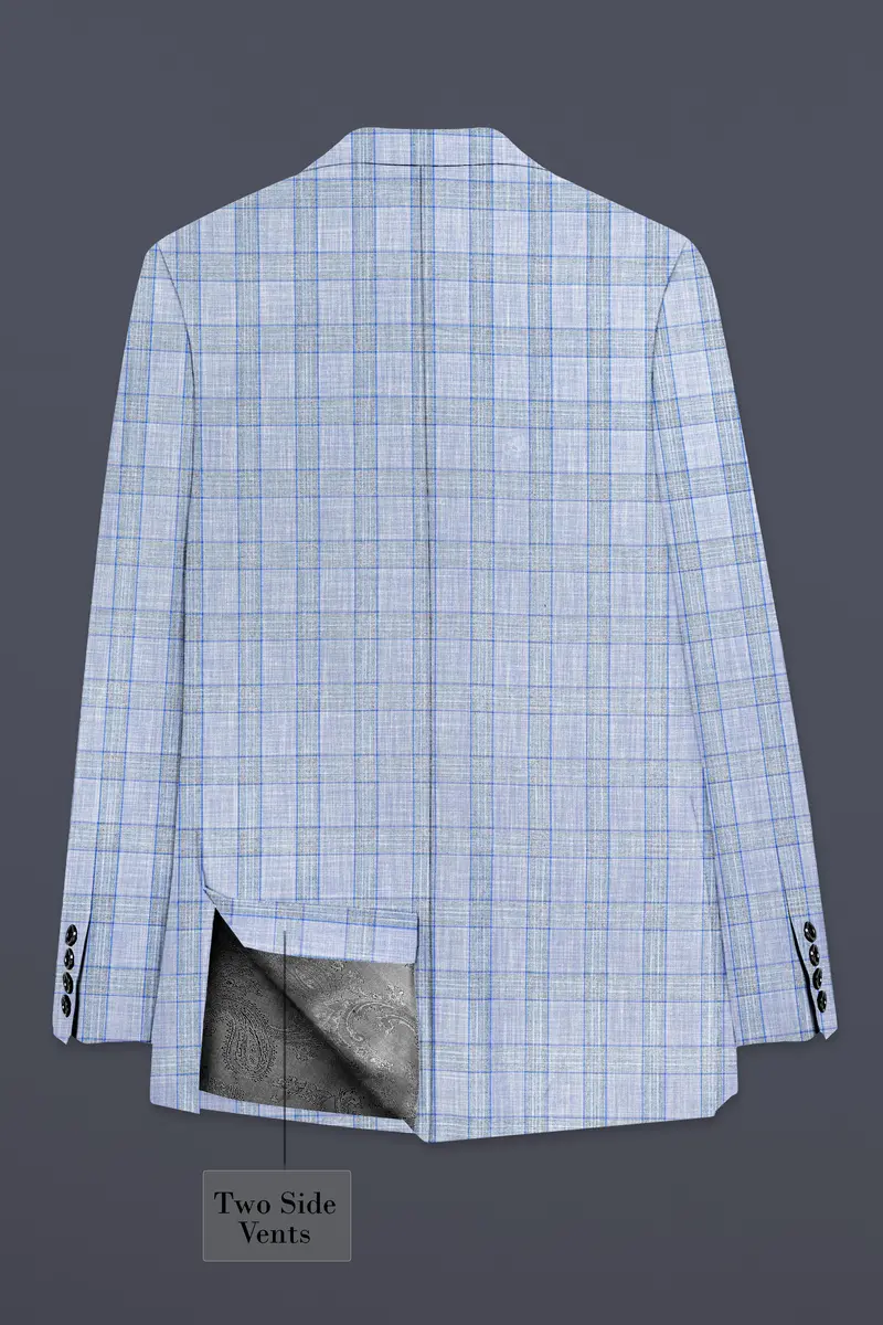 Carolina Blue Plaid Wool Blend Double Breasted Suit 9