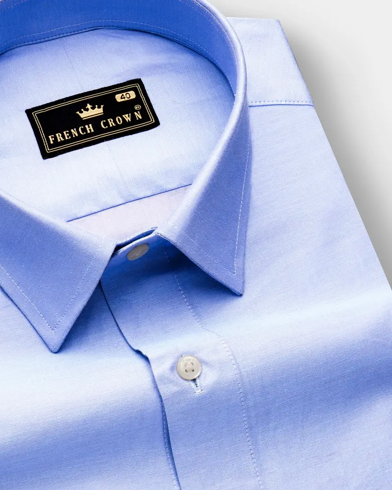 Carolina Blue Plain Solid Chambray Premium Cotton Shirt 1
